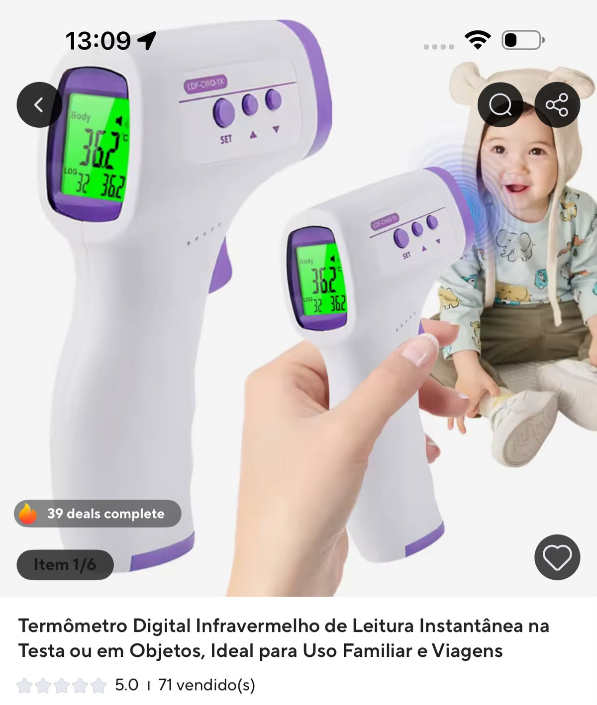 Termômetro digital infravermelho sem contato